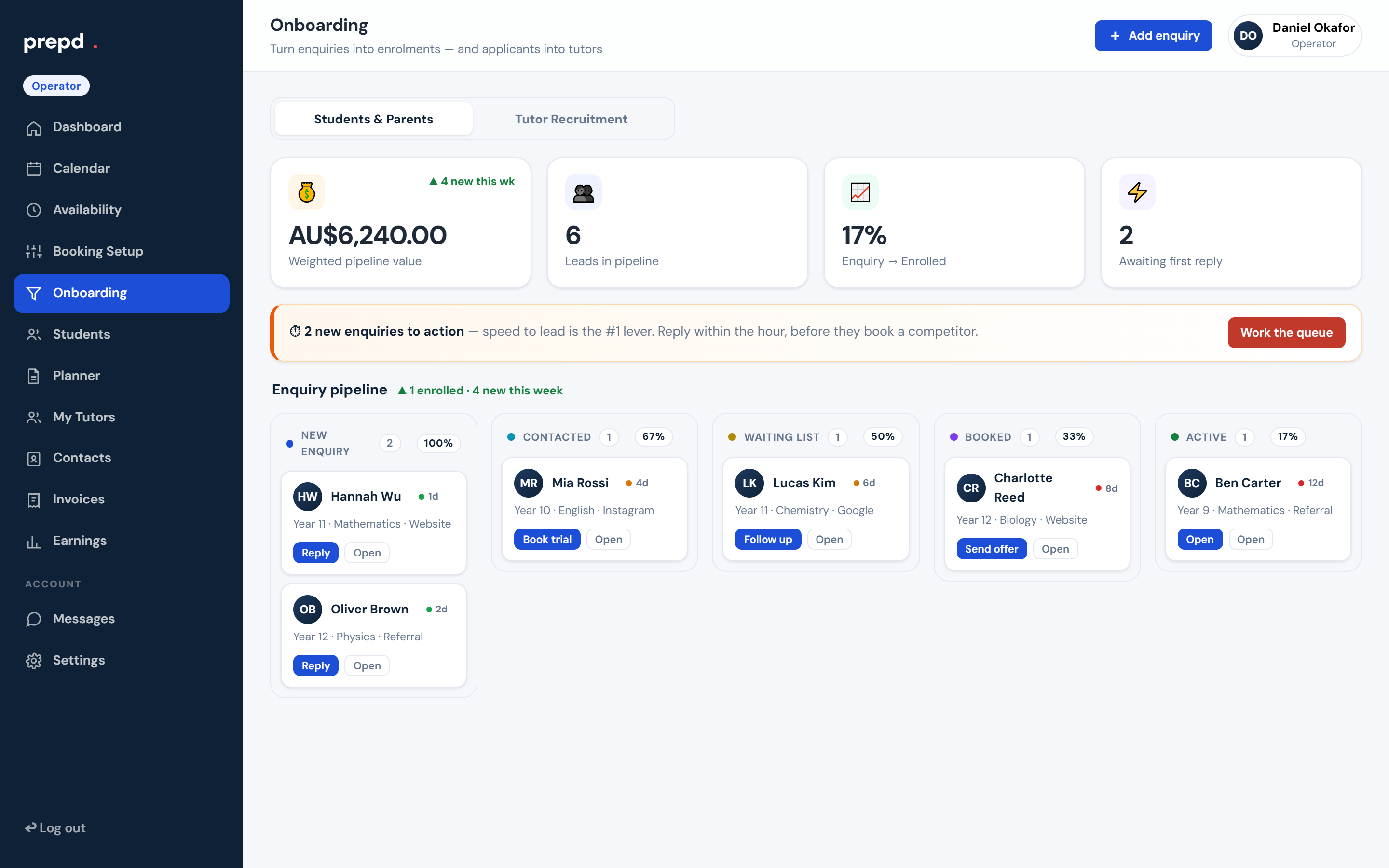 The onboarding pipeline